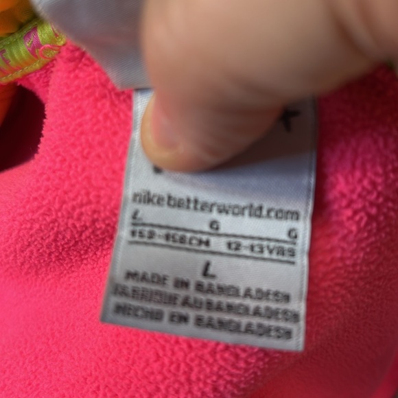 NIKE Girls Athletic Fleece Lined Jacket in Gray, Pink and Neon Green. EUC. - Picture 4 of 8